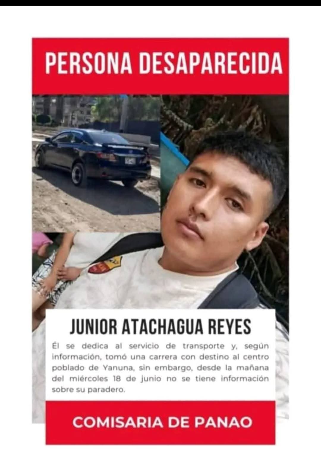 Buscan a joven taxista desaparecido tras carrera con un policía y un civil en Yanuna