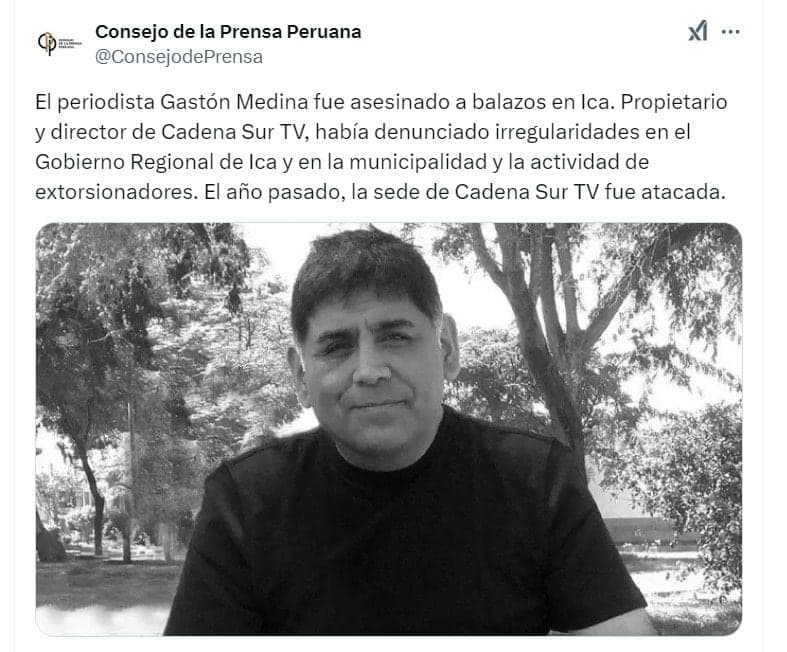 En Ica, apresan al supuesto asesino del periodista Gastón Medina