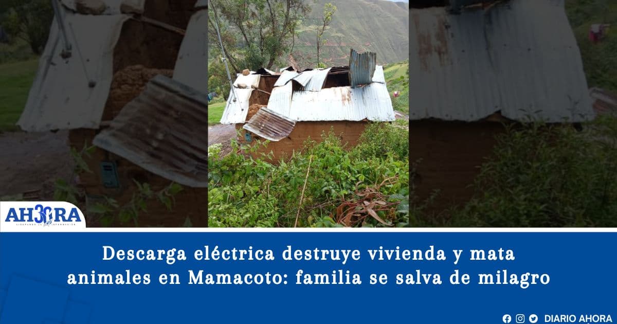Descarga eléctrica destruye vivienda y mata animales en Mamacoto: familia se salva de milagro