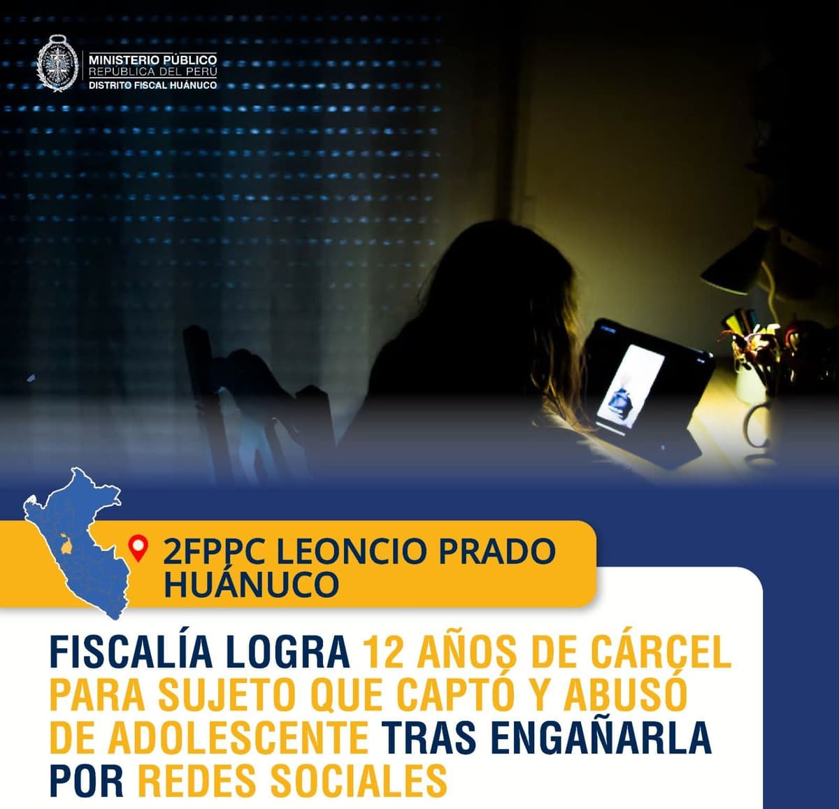 12 años de cárcel para acusado de captar y abusar de adolescente tras engañarla en redes sociales