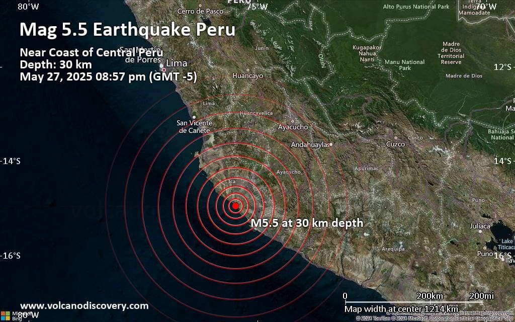 Nasca Ica se registran cinco temblores en 15 horas a partir de la noche anterior