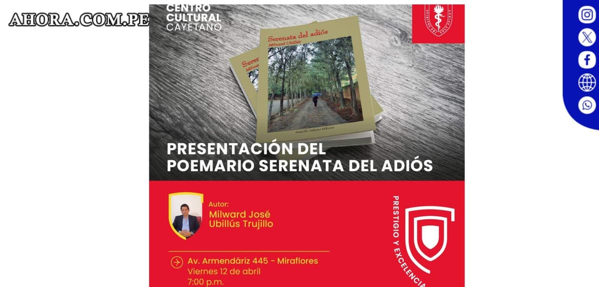 Milward Ubillús presenta su poemario existencial "Serenata del adiós" en la UPCH 