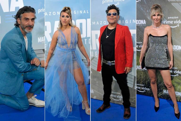 Los protagonistas de la serie Maradona: sueño bendito desfilaron en la alfombra roja -azul