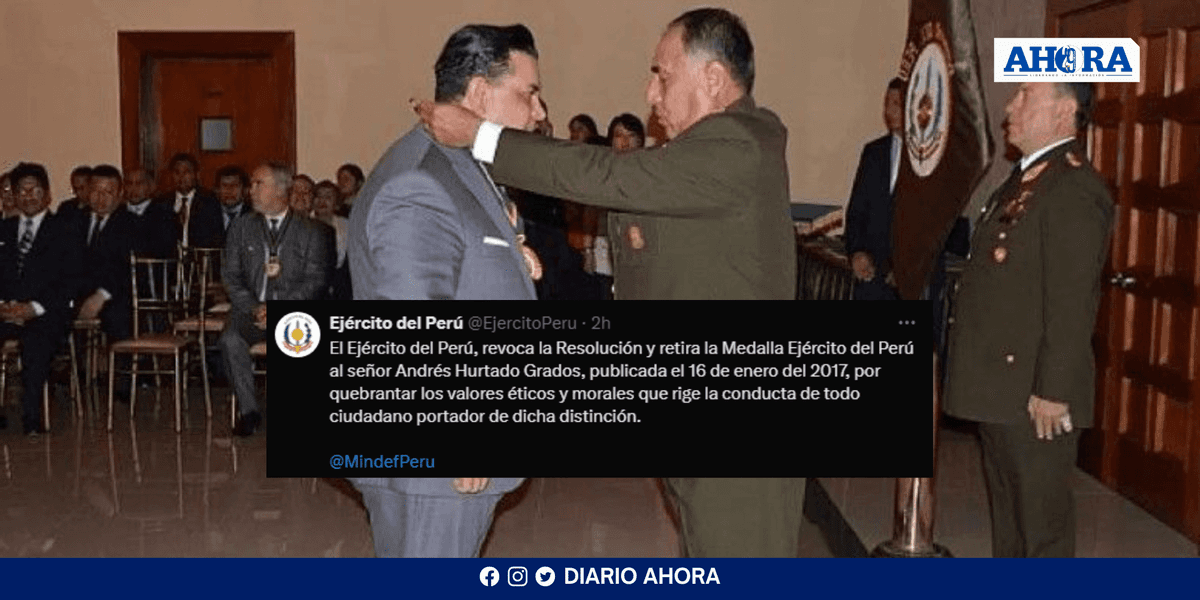 Ejército del Perú retira condecoración a Andrés Hurtado tras acusaciones de tráfico de influencias