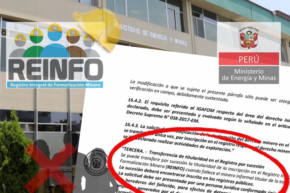Mediante reglamento que amplía el registro el Gobierno autoriza el traspaso del Reinfo por sucesión
