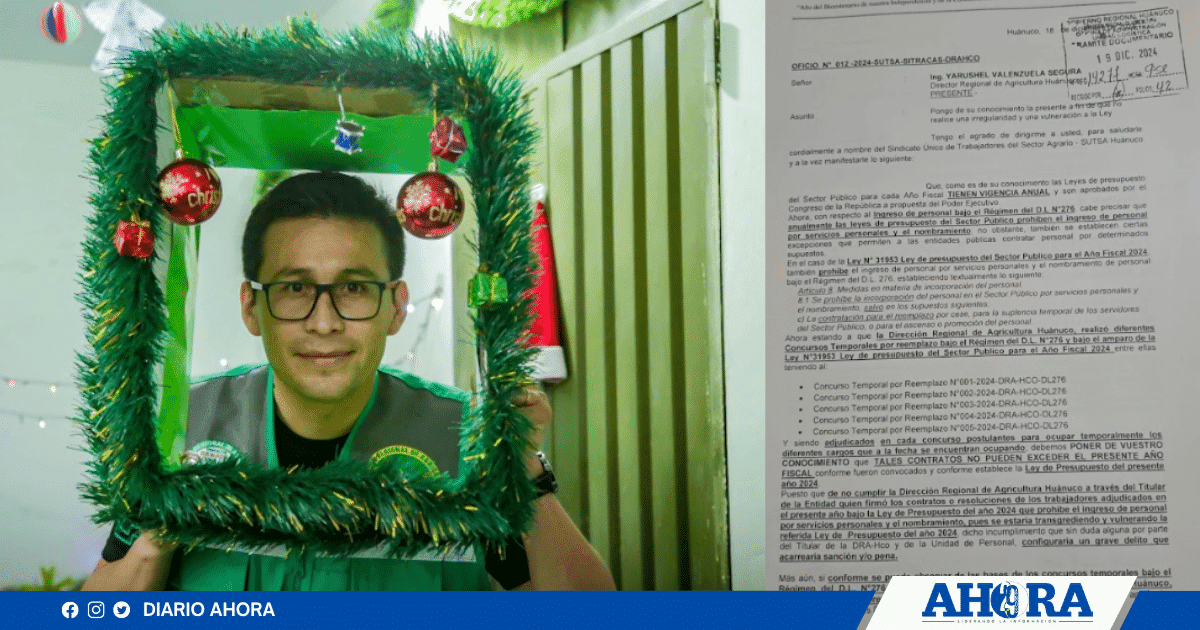 Sindicato SUTSA alerta sobre posibles irregularidades en la Dirección Regional de Agricultura Huánuco