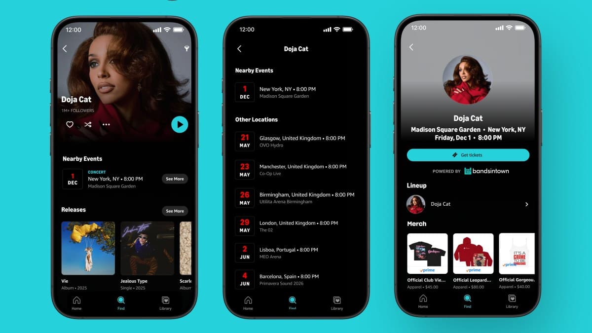 Amazon Music se une con Bandsintown para listados de conciertos