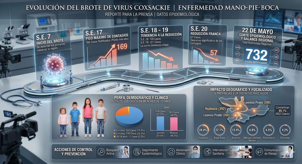 Huánuco registra 732 contagios de coxsackie mientras la Diresa asegura que el brote se estancó
