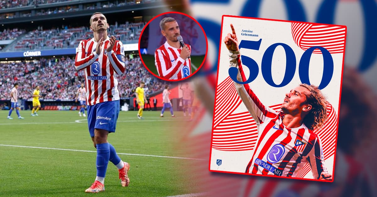 Atlético de Madrid rindió tributo a Antoine Griezmann en su partido número 500 con el club.