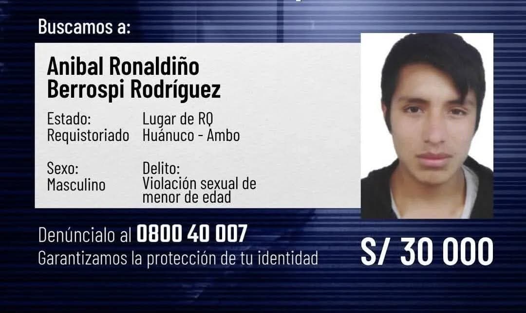 S/ 30 mil por el violador de Ambos: pide. Cadena perpetua para prófugo que escapó de comisaría