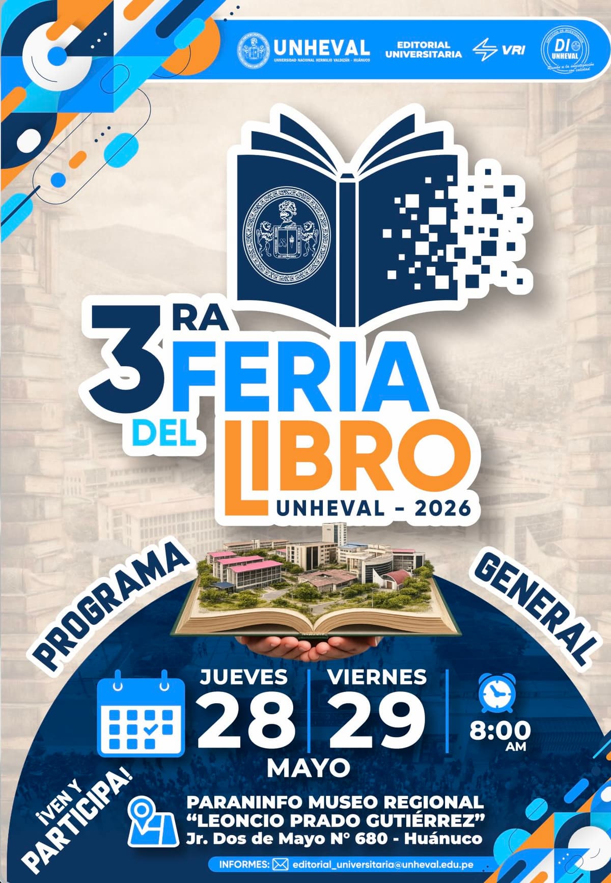 Feria del libro de la UNHEVAL inicia hoy con 2 días de actividades en Huánuco