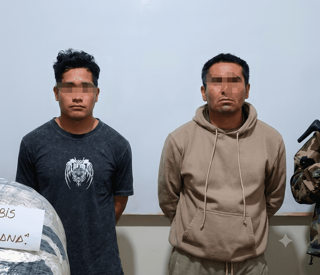 Detienen a dos presuntos integrantes de “Los Rápidos de Monzón” con 14 kilos de marihuana