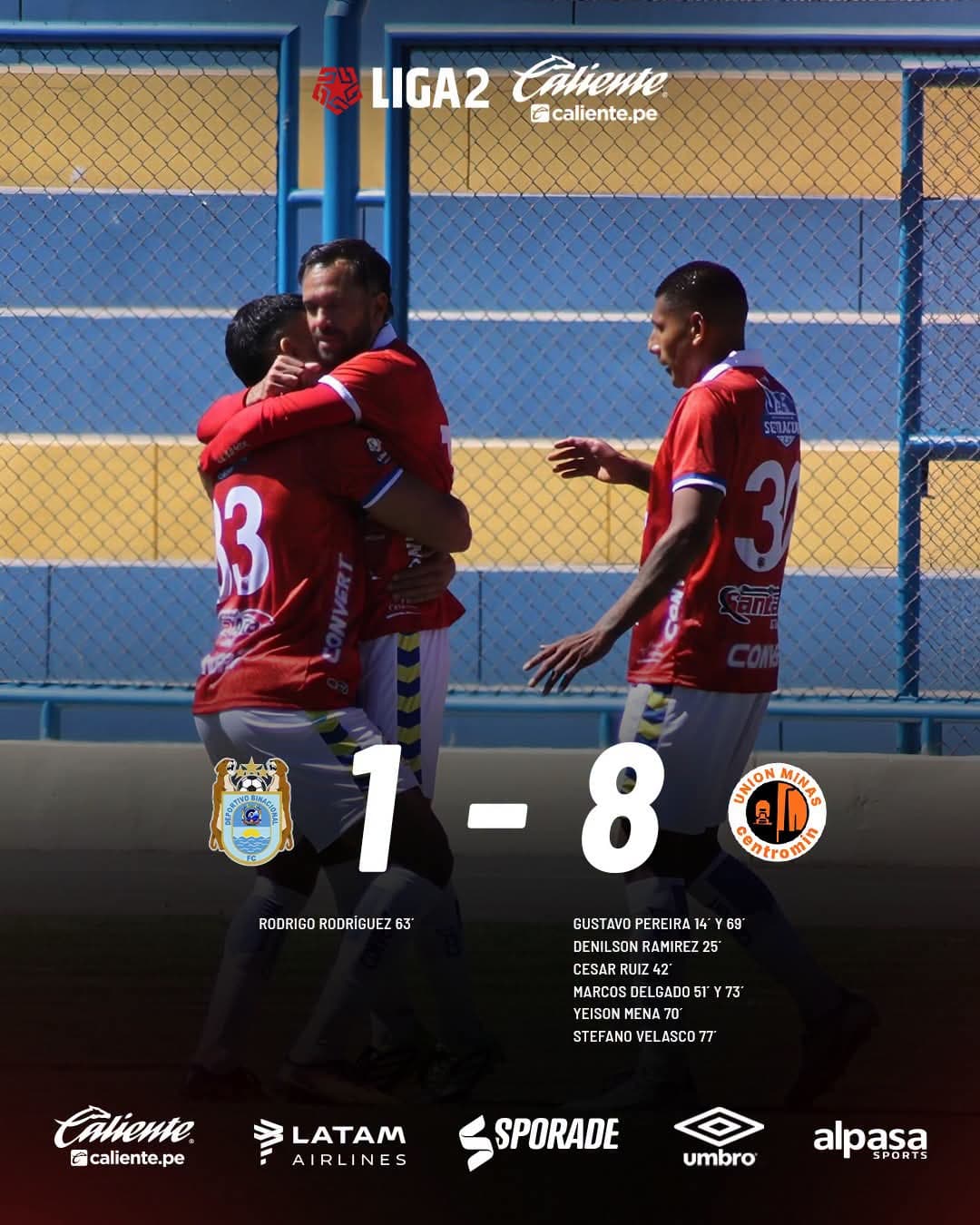 Unión Minas aplastó 8-1 a Binacional