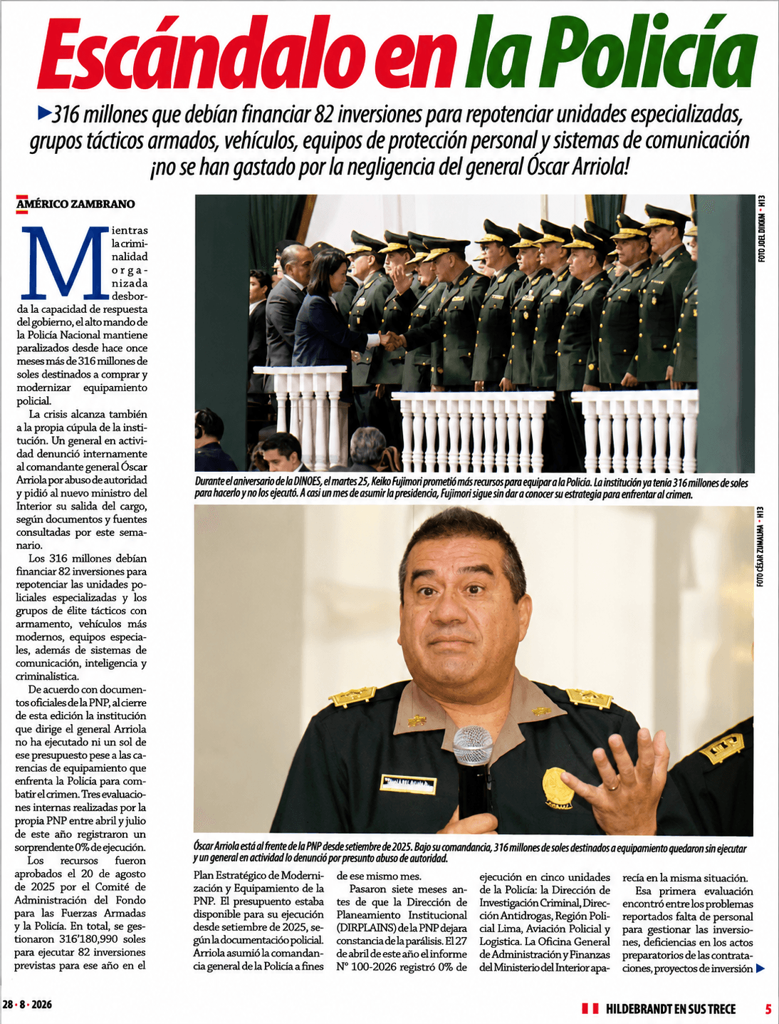 S/316 millones para 82 inversiones policiales seguían sin ejecutarse tras 11 meses