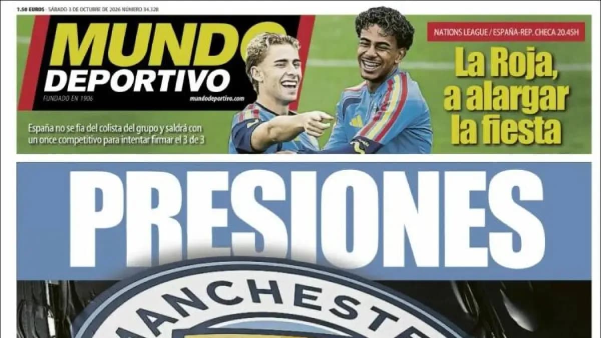 Portadas deportivas: España-República Checa y presiones al Manchester City