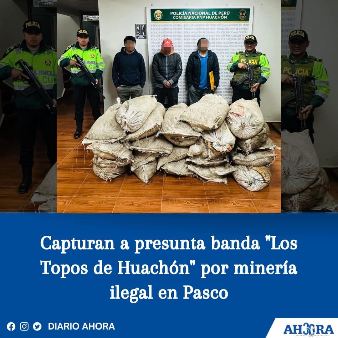 Capturan a presunta banda "Los Topos de Huachón" por minería ilegal en Pasco