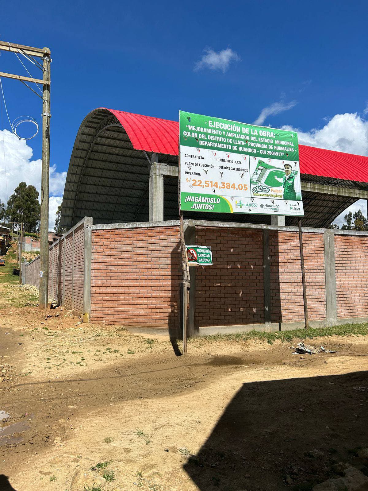 Llata: construcción del estadio Colón se detiene por incumplimientos y cambia de contratista