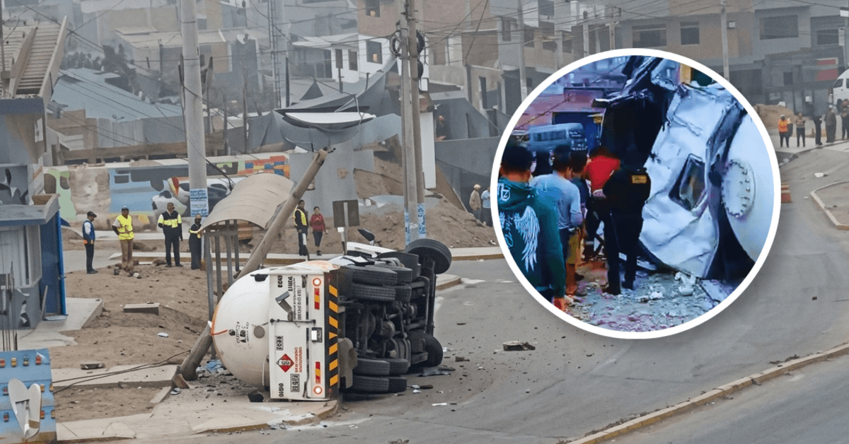 Un camión cisterna con gas se volcó en la Avenida Revolución de Comas