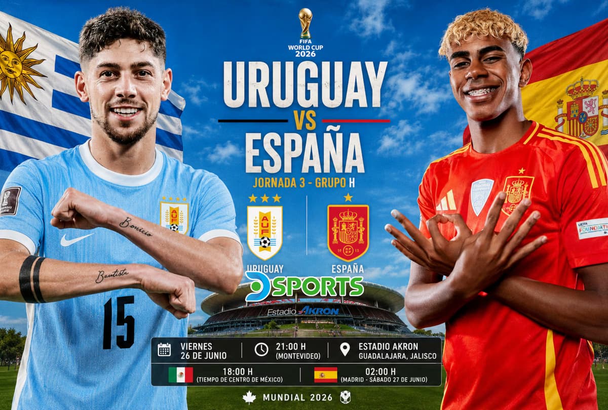Uruguay y España se enfrentan en el Estadio Akron por el Grupo H del Mundial 2026