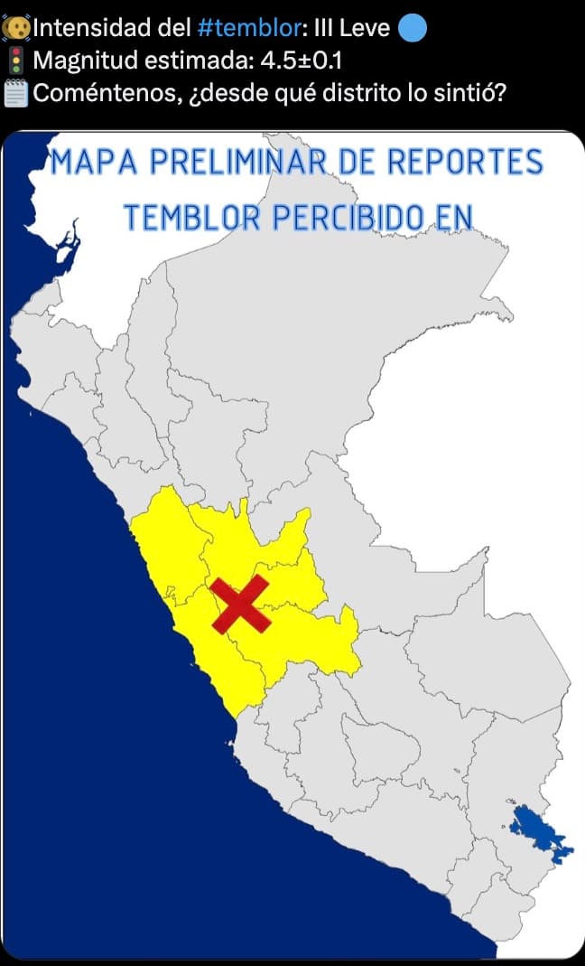 Sismo de magnitud 4.5 se sintió en Huánuco, Lima y Callao