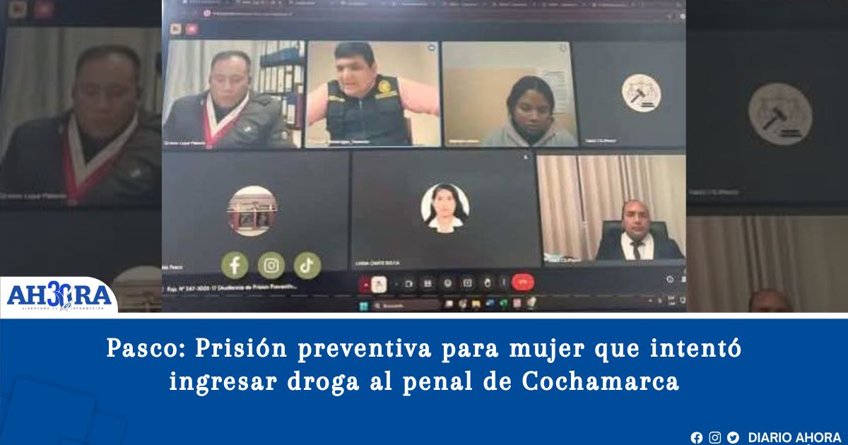 Pasco: Prisión preventiva para mujer que intentó ingresar droga al penal de Cochamarca