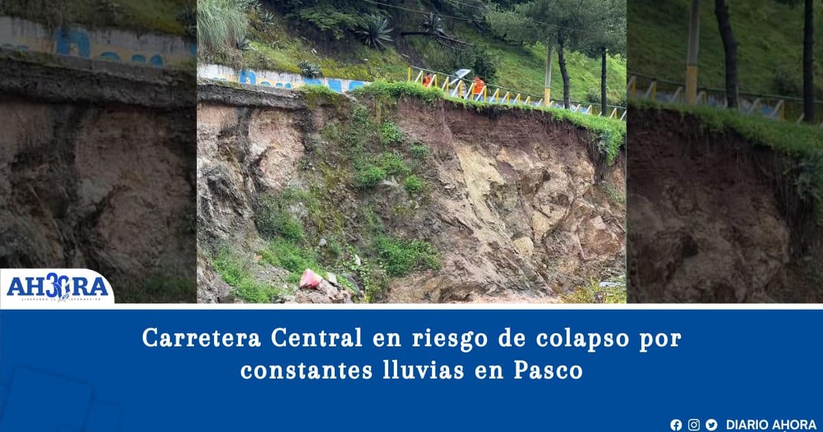 Carretera Central en riesgo de colapso por constantes lluvias en Pasco