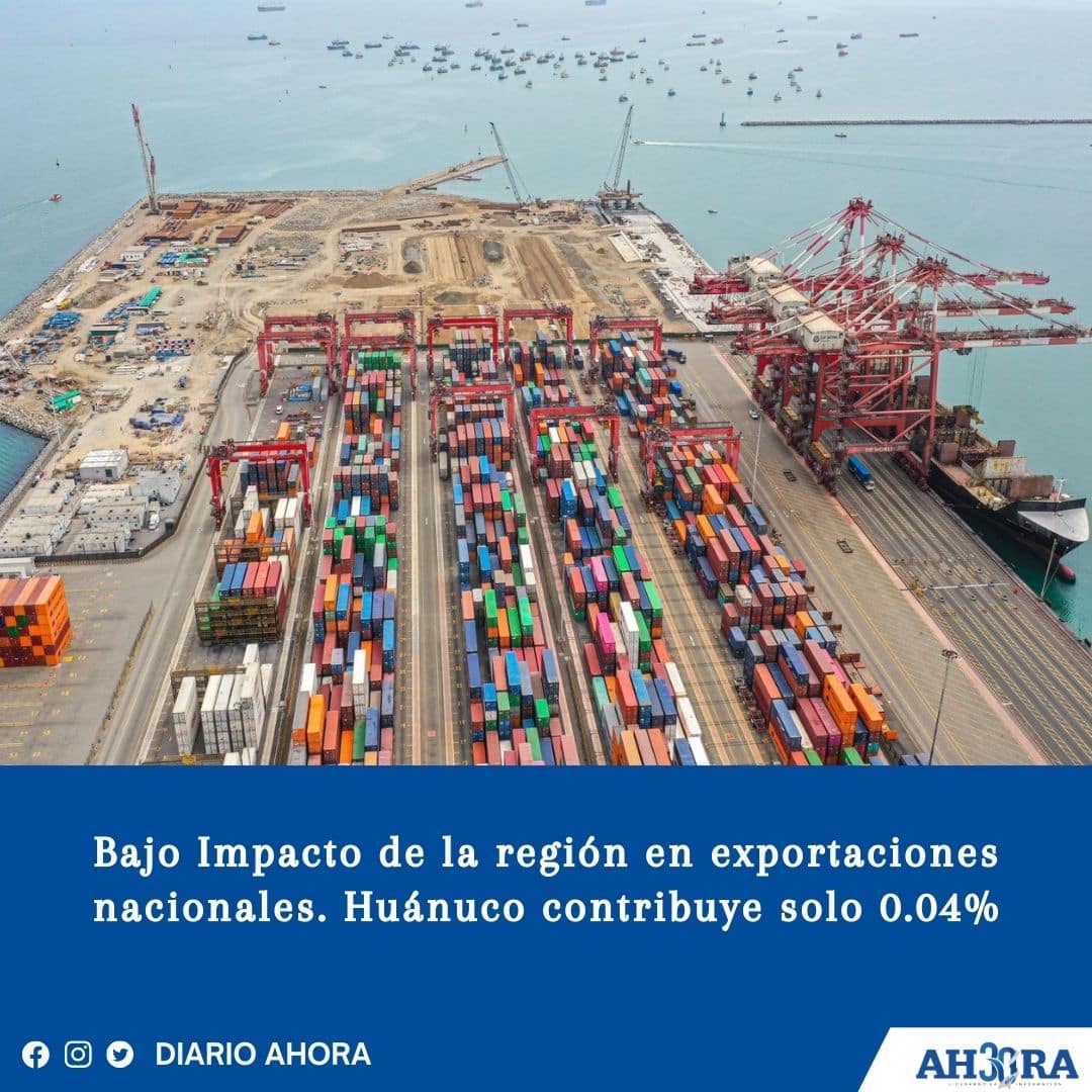Bajo Impacto de la región en exportaciones nacionales. Huánuco contribuye solo 0.04% 