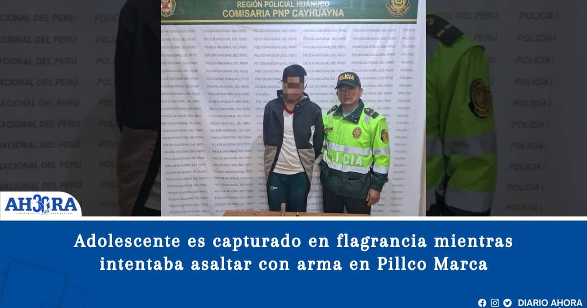 Adolescente es capturado en flagrancia mientras intentaba asaltar con arma en Pillco Marca