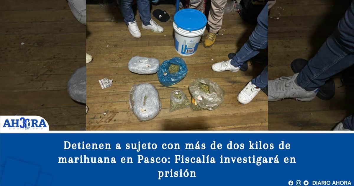 Detienen a sujeto con más de dos kilos de marihuana en Pasco: Fiscalía investigará en prisión