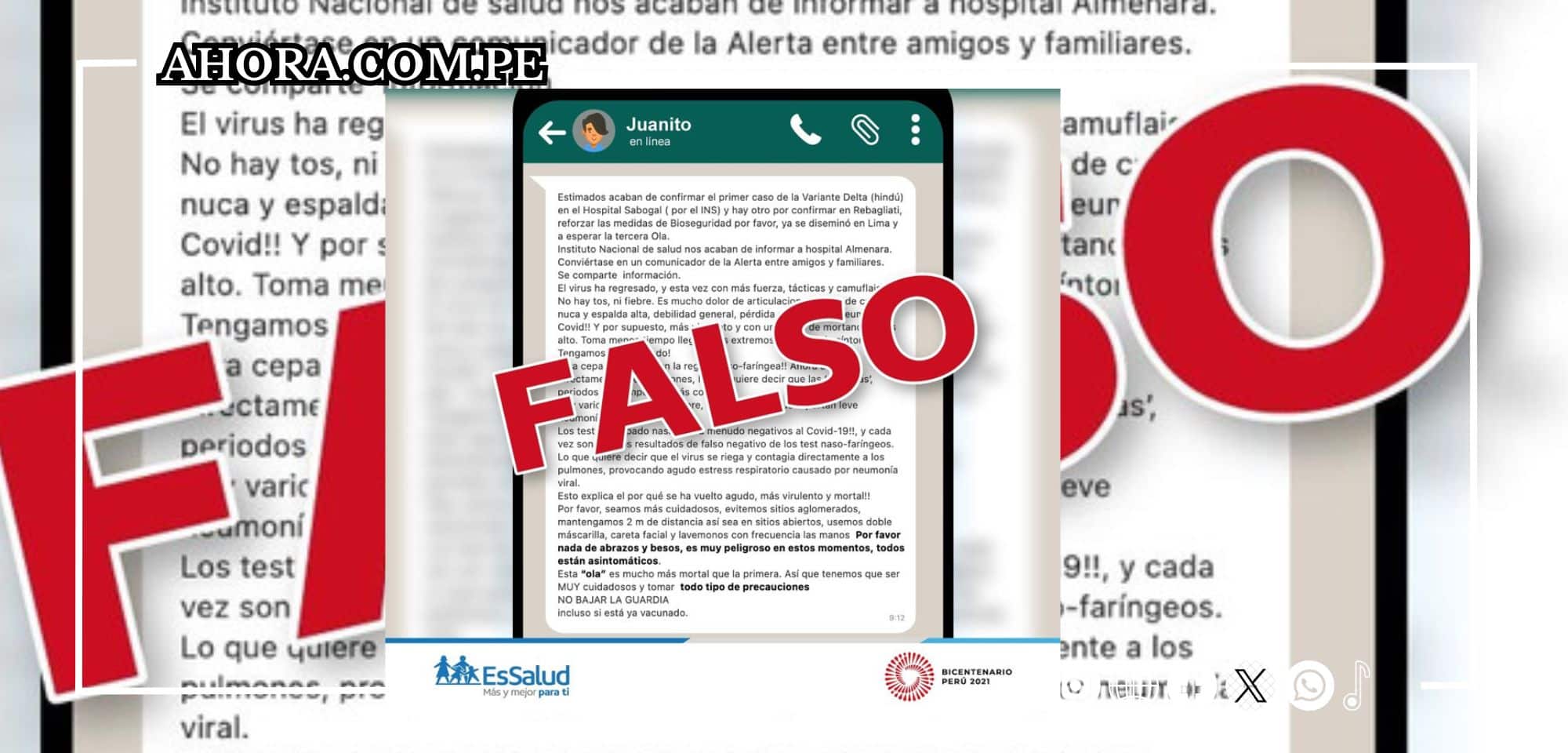 Minsa desmiente rumor de variante Delta en Hospital Sabogal