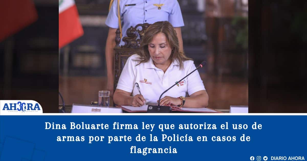 Dina Boluarte firma ley que autoriza el uso de armas por parte de la Policía en casos de flagrancia