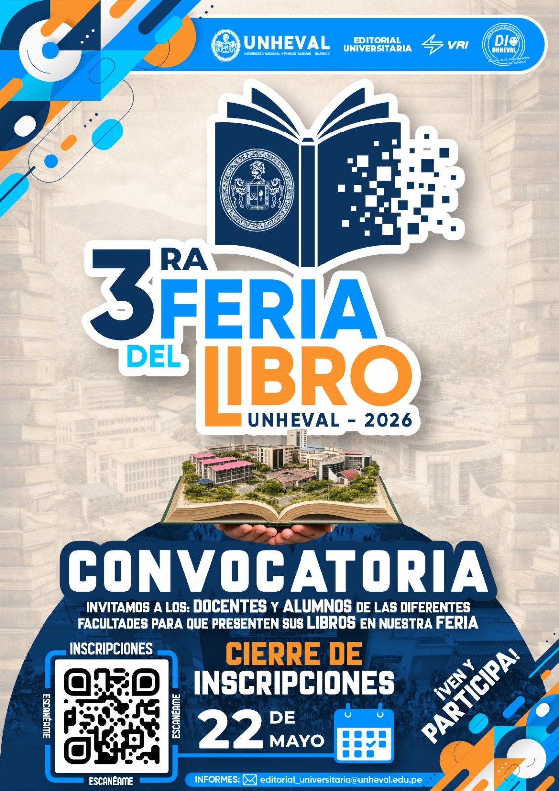 Unheval convoca a docentes y alumnos para su tercera Feria del Libro