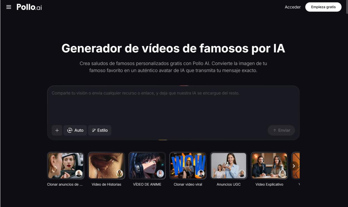 Generador de vídeos de famosos por IA Generador de vídeos de famosos por IA